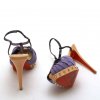 CHRISTIAN LOUBOUTIN SUEDE PURPLE BLACK PATENT HEELS WITH SPIKES 38